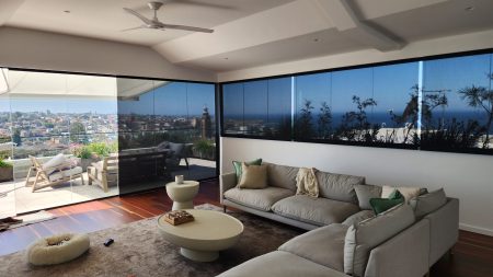 Sunscreen blinds in a living room
